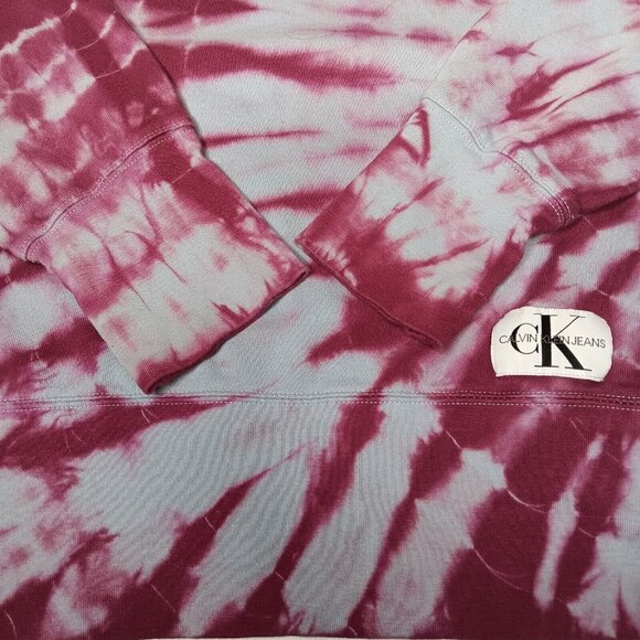 Calvin Klein Jeans Womens Medium Tie Dye Sweatshirt Crop Purple Mock Neck - Picture 8 of 10